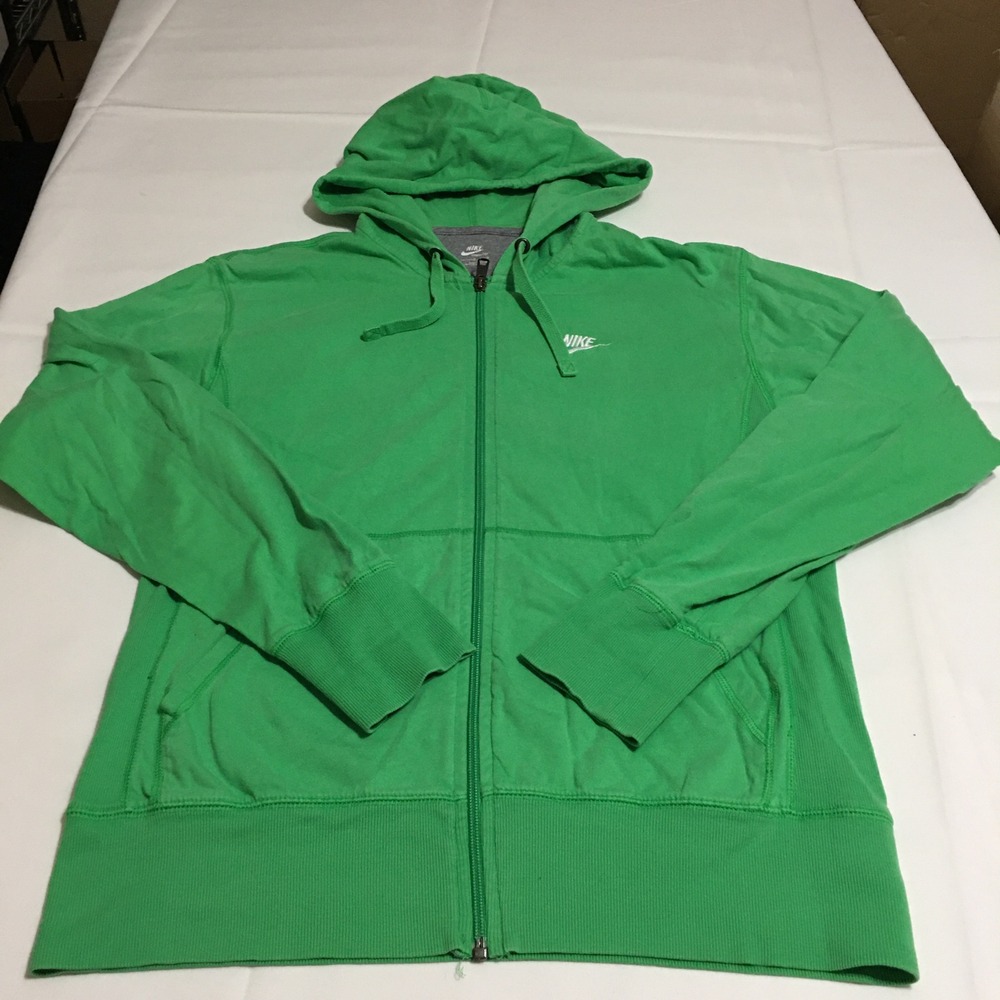 Nike Sportswear Full Zip Hoodie Mens Medium Green Drawstring Sweatshirt
